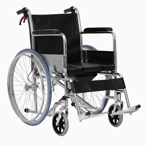 MEVZHH Sedia a Rotelle Mobile Autopropulsa Domesticar Disabili Adulti Anziani Multifuctional Pieghevole Sedia a Rotelle Mobile Domestica con Braccia Piene/Poggiapiedi Elevatori