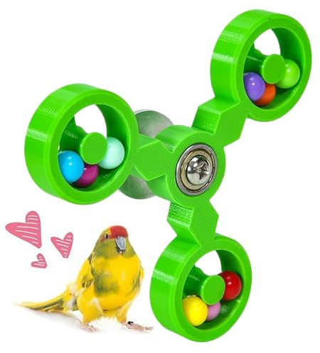 Vogelspielzeug - Rotierende Windmühle & Interaktiva Kauspielzeug | Intelligentes Papageienspielzeug für Ara, Nymphensittich & Wellensittich | Vogel-Zubehör zur Stimulation Gelb, 1 S