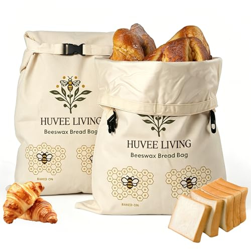 2 Pcs Beeswax Bread Bag, Cotton Beeswax Bread Bags for Homemade Breads, Reusable Food Storage Bag for Home Picnic Traveling Daily Use to Keep Fresh, 43 * 33cm