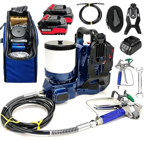 1,2 L Spruzzatore Vernice, Portatile, Con 2 Batterie Da 21 V, Pressione Regolabile Su 6 Livelli, 12,5 Mpa, Portata Di 2 L/Min, Pistola a Spruzzo per Verniciare Con Tubo Flessibile Da 1,8 M