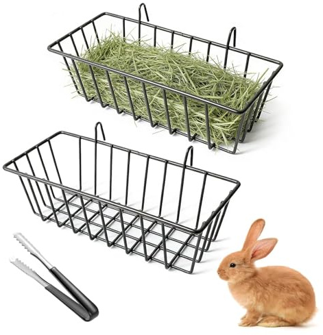 3 Pcs Rabbit Hay Feeder, Hay Feeder Rabbits, rabbit hay rack and 15cm Clip | 23*10*8 cm hanging strong rabbit hay rack, Meet the daily feeding needs of small animals, Less wasted, Keeps cage clean