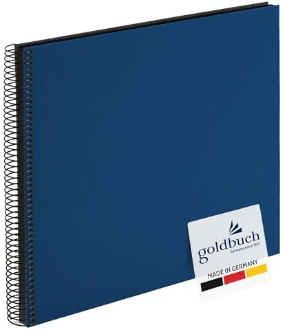 goldbuch 25 996 Spiralalbum Bella Vista, Foto Album 35 x 30 x 1,5 cm - Spirale ⌀ 2,8 cm, Fotoalbum, 40 schwarze Seiten, vorderes Cover aus Leinen, Fotobuch für Bilder und Fotos zum Einkleben, Blau