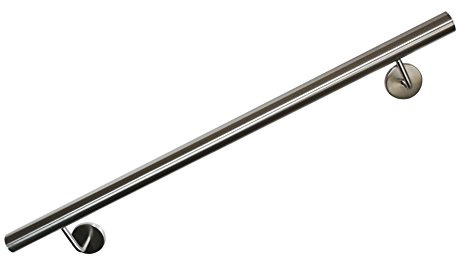 Edelstahl Handlauf V2A 42,4mm 240K geschliffen Wandhandlauf mit gerader Endkappe - UNGETEILT - 3200 mm