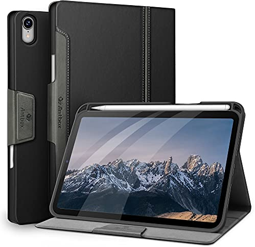 Antbox Hülle für iPad mini (A17 Pro) 7./6. Generation 8,3 Zoll Schwarz | PU Leder, Integrierter Stifthalter, Multi-Winkel-Ständer, Auto Schlaf/Wach Funktion