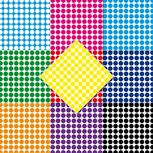 1000 Klebepunkte 8mm selbstklebend farbige Punkt Aufkleber PVC Deko Folie Etiketten Inventur (bunt)