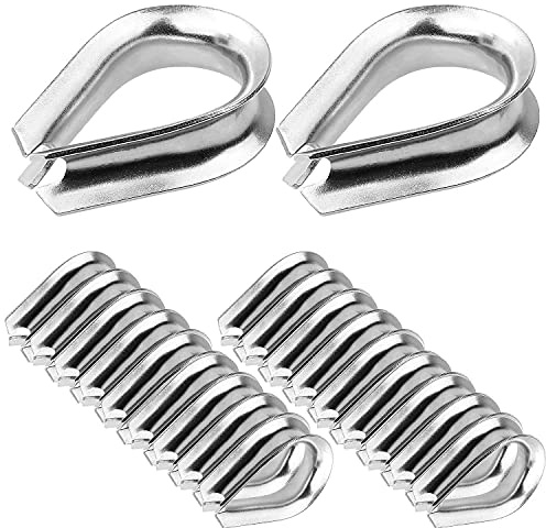 AConnet 20 Pack 3/8 inch Wire Rope Thimble M10 Stainless Steel Rope Thimble Rigging for 3/8 Inch Diameter Wire Ropes/Cables
