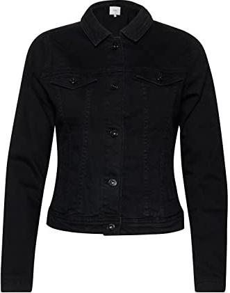ICHI IHSTAMPE JA Dam jeansjacka denim övergångsjacka med stretch och knappar, Svart (10011), 40