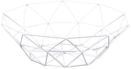 YUQI 1pc Nordic Storage Baskets Metal Snacks Candy Vegetable Fruit Baskets For Living Room Desktop Organizer (Color : White)