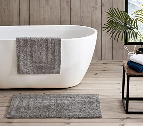 Eddie Bauer | Bath Set-100, Ultra-Soft Rugs, Tufted Fabric for Durability and Easy Care, Cotton, Chrome Grey, 2 Piece