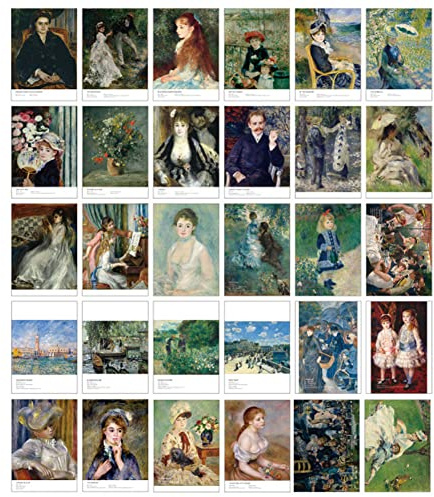 HOSTEESSCHOICE Beautiful Art Postcards set of 30 Pierre Auguste Renoir Post card variety pack Famous Painting Scenery,4 x 6 Inches