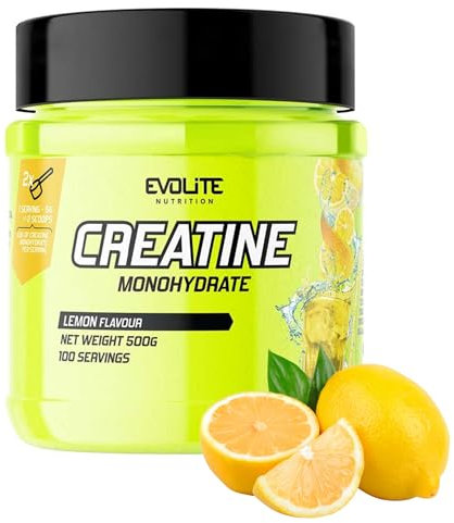 Creatin Monohydrat 500g - Taurin Kreatin Pulver, Pre Workout - 100 Portionen - Perfekt Löslich, Vegan & Mikronisiert, 3 Monate Vorrat - Evolite Nutrition