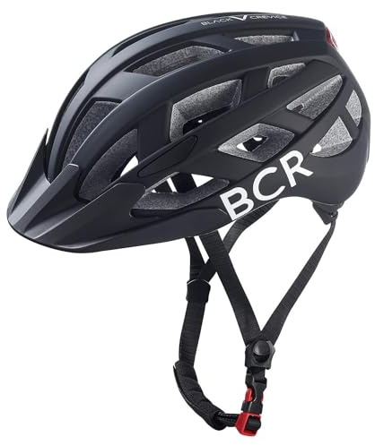 BLACK CREVICE Casco da bicicletta per adulti con luce LED dietro removibile I Casco per bici in diversi colori I Casco per uomo & donna I Casco da bici traspirante (L, Nero)