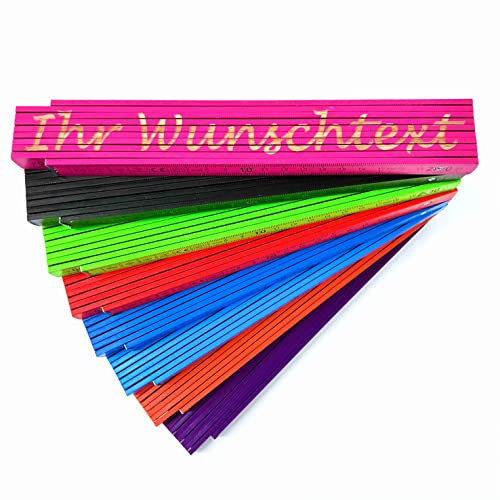 Zollstock personalisiert mit Namen Meterstab *beidseitige Gravur* Geschenk Weihnachten Vatertag Muttertag verschiedene Farben (pink)