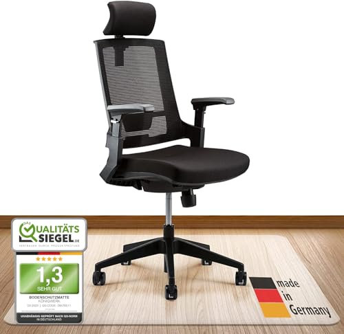 Königwerk Bodenschutzmatte Bürostuhl versch. Größen - Bürostuhl Unterlage rutschfest in milchweiß - Made in Germany - 100 x 120 cm