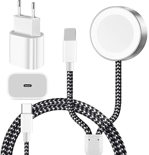 [Neu Upgrade] augley 2in1 für Apple Watch und iPhone ladekabel, 5.0ft Watch Ladegerät mit 20W USB C Adapter für iWatch Serie SE/8/7/6/5/4/3/2/1 & iPhone, Travel Essentials