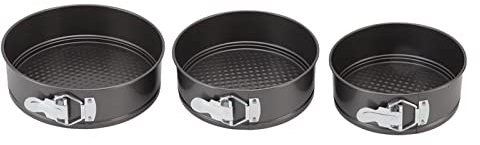 Springform Pan Set of 3, Non Stick Cheesecake Pan Round Cake Pan Springform Cake Tin with Removable Bottom and Quick Release Latch Baking Tool for Cheesecake Pizza Bread(24/26/28)