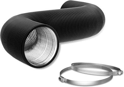 Flexible 6 Inch 12 Feet Aluminum Ducting -4 Layer Protection Dryer Vent Hose for HVAC Heating Cooling Ventilation and Exhaust, 2 Clamps Included