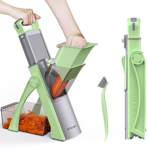 ZTQCSQ [All in 1] Upgraded Version Mandoline Slicer for Kitchen & Adjustable Mandolin. Detachable Blade, Cut Slicing, Strips, Shredding, Dicing, Chop Kitchen Vegetable Chopper