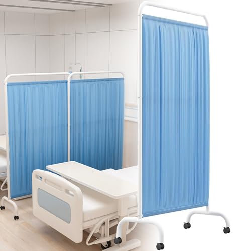 YEHOZZ Medical Privacy Screen On Wheels, Protective Screens Room Divider Screen, Folding Rolling Privacy Screen, 6ft Tall Foldable Room Divider Temporary Fence For Clinic/Patient/Exam Room,5-panel