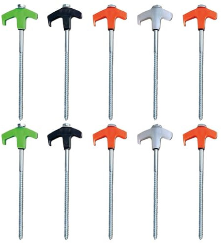 Rurunklee Bodenanker zum Einschrauben, 8-Zoll-Zeltheringe zum Einschrauben | Glow Heavy Duty Glow Schraub-Baumpfahl-Sets | 20,3 cm große Zeltheringe für Camping, rostfrei, für Camping, Terrasse,