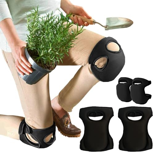 MZSX Dicke Bequeme Memory Foam Garten Kniepolster，Knieschoner Im Garten, Kniende Knieschoner，Kniepolster Mit Griffen，Mehrzwecksitzkissen, Kniepolster Zum Training (schwarz)