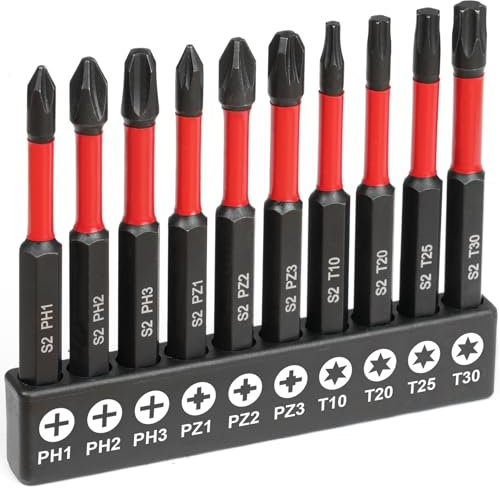 Flintronic Juego de Destornilladores, 10 Piezas Puntas Atornillador Imantadas, Puntas Destornillador Impacto, (Tx,Ph,Pz), Juego Destornilladores, para Diy, Hogar, Reparación de Bicicletas, 70mm