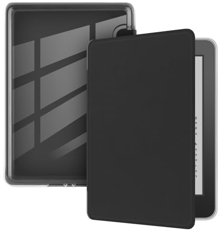 Hülle für 6 Kindle Paperwhite (10. Generation-2018 Release), Ultra Clear Soft Flexible Transparent TPU Back Cover mit Auto Sleep/Wake für Kindle Paperwhite (MODEL NO. PQ94WIF), Schwarz