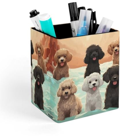 VFMKT Pudel-Hunde-Stiftehalter, wasserdicht, PU-Stifthalter, Make-up-Pinselhalter, Schreibtisch-Stift-Organizer für Büro-Schreibtisch-Zubehör