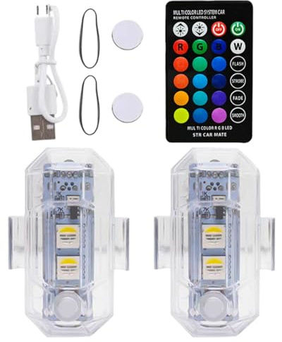 Luce lampeggiante con telecomando,Luci lampeggianti con telecomando wireless | Luce RGB per moto - Luci anticollisione a LED con telecomando per auto moto, luci di segnalazione, luce per auto