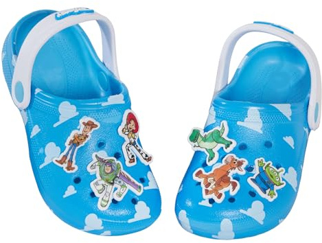 Disney Zapatillas para niñas y niños - Toy Story, Buzz y Woody, sandalias con encanto, zapatos de interior y exterior, deslizadores con correa de tobillo, azul nube, 7 UK Child