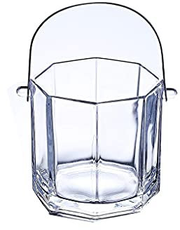 QMOWIZ Eiseimer Glas Eiskübel Tragbarer Sektkübel Transparenter Weinkübel Achteckiger Eiskübel Geeignet Für Bar Ktv Ice Bucket