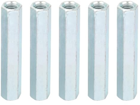 Laroal 5 Tuercas de Acoplamiento hexagonales de Varilla Larga M8 de 65 mm, Rosca Interna, Pilar de Hierro Hexagonal de Doble Extremo, Tuercas hexagonales galvanizadas