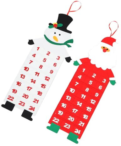 Garneck 2stücke Filz-weihnachtskalender zum Aufhängen Adventskalender für Wand oder Tür Dekorativer Kalender aus Filz für Weihnachten