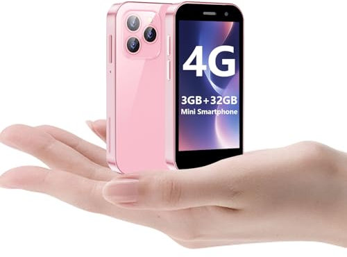 BLKE Max Mini Smartphone 4G, écran HD 3,0, Double SIM Quad Core, 3+32 Go, 2000 mAh, téléphone pour Enfants débloqué, téléphone de Poche pour étudiant, Petit Smartphone à écran Tactile Rose