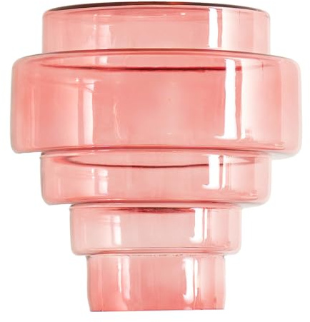 ValueLights | Lane Pink Glass 5 Tier Layered Easy Fit Ceiling Pendant Lamp Shade with LED Bulb | Shades, Home Décor & Improvement Essential | Included LED Bulb | 235mm Shade Width