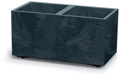 IMJ-Global Vaso per Fiori Piante Rettangolare 57,7x28,8x29 cm Sierra Case Beton Effect In Plastica Da Interno Esterno Colore Antracite 26,2 Litri Design Moderno