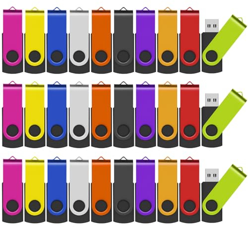 AreTop USB Stick 1GB 50 Pack, Swivel Design 2.0, 50 Black with Lanyard | 360°swivel design protects connector,includes 50 lanyards, compatible with PC/laptop/tablet/car/TV