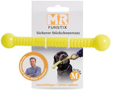 Martin Rütter FUNSTIX Stöckchenersatz für Hunde Größe: M, Farbe: Neongelb – Flexibler & sicherer Apportierstab aus TPE – Schwimmfähig, robust & lebensmittelecht