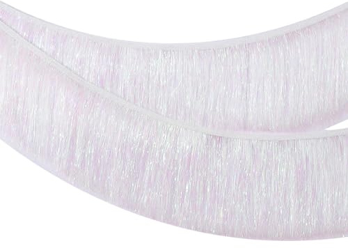 MORAINJAY 20CM Guirnalda de Flecos Metálica Blanco,2 Metros Flecos Holográficos Brillantes para Decoración de Fiestas, Bodas, Cumpleaños y Telón de Fondo