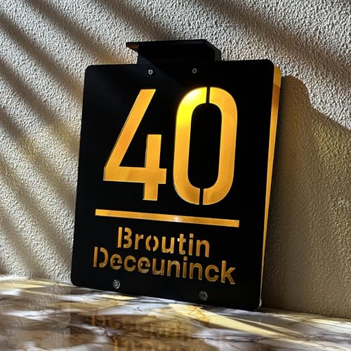 Solar House Number Sign – LED Lighted Waterproof Address Plaque for Outside, Illuminated Solar-Powered Acrylic Sign for Home Yard Street (Square Address Plaque)