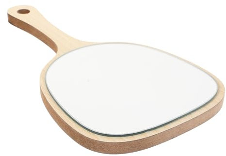 SAFIGLE Holz Handspiegel Für Damen Mit Griff Wandspiegel Mit Hakenloch Zur Montage Schminkspiegel Für Make-up Zuhause Reisen Sector Varnish Mittlere