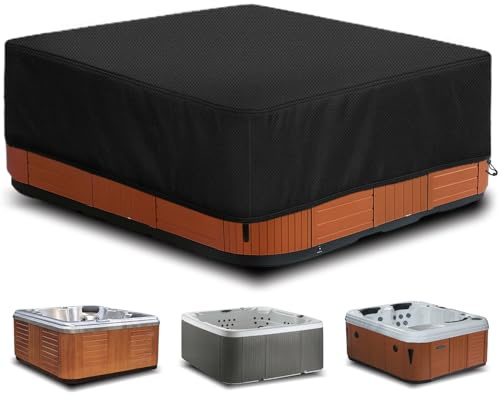 Cubierta para Cuadrada Funda para Bañera De Hidromasaje Cubierta SPA,Tela Oxford 420D,ubierta De BañEra De Hidromasaje para Exteriores protección contra el Viento UV (220 * 220 * 85 cm)