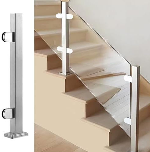 Sistema di ringhiere in vetro per balaustra, kit di corrimano da pavimento resistente, per balcone, terrazza, corridoio