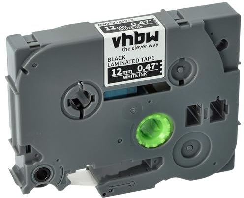 vhbw Schriftband-Kassette Ersatz für Brother TZE-335 | TZ-335 für Etiketten-Drucker 8m x 12mm Weiß auf Schwarz