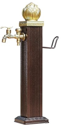 Columna de Agua Vertical for jardín de Loto con Grifo de Doble Salida, Soporte for Manguera Independiente for Exteriores, Fuente de Agua Cuadrada, hidrante for Patio(74x17cm)