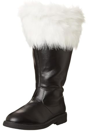 Generisch 2026 Bottes pour homme avec mollet large, couleur unie, longueur moyenne, bottes blanches avec fermeture éclair latérale, bottes de Père Noël à poignets blancs, chaussures d'affaires en