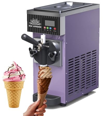 Soft Serve - Máquina de helado de un solo sabor, preenfriamiento, limpieza automática, fabricante de paneles LCD para uso doméstico y comercial, ideal para restaurantes y bares