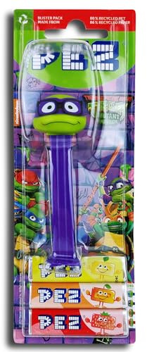 PEZ Spender TURTLES lila mit 2 Päckchen fruchtig süßen Bonbons 17g