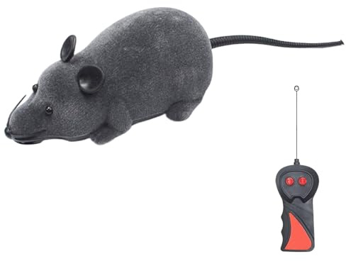 Odoukey Toys de Souris pour Chats, télécommande de Rat en Peluche réaliste Jouet Chat interactif alimenté par Batterie avec Tournevis pour extérieur intérieur