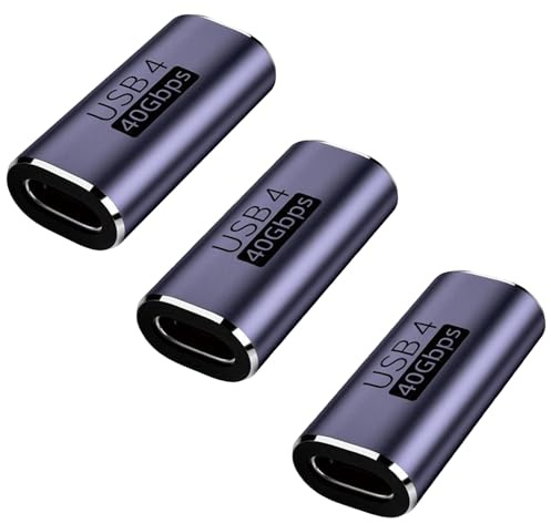 Lot de 3 Coupleur USB-C USB4 Thunderbolt Compatible Ordinateur Portable Tablette Hub Écran Moniteur Docking - Adaptateur USB C Femelle vers Femelle 40 Gbit/s 100 W Charge Rapide et Vidéo 8K 60 Hz